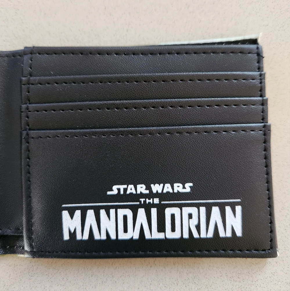 The Mandalorian Baby Yoda Scene Vegan Leather Bi-Fold Wallet **NEW